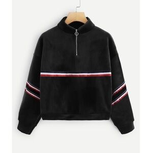 Half placket Zip Up Velvet Sweatshirt -  S